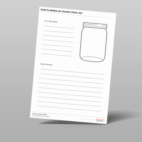 An image of the Science Week: How to Make an Ocean Zone Jar Worksheet Resource