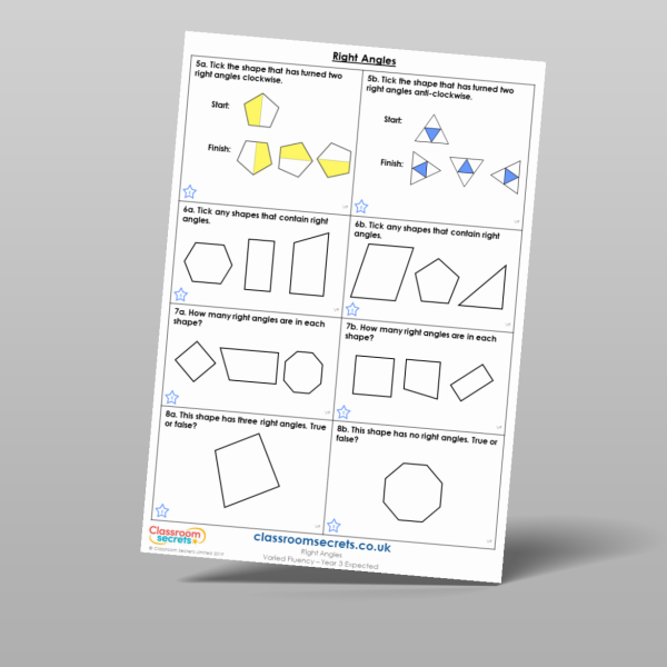 Year 3 Right Angles Varied Fluency Resource | Classroom Secrets