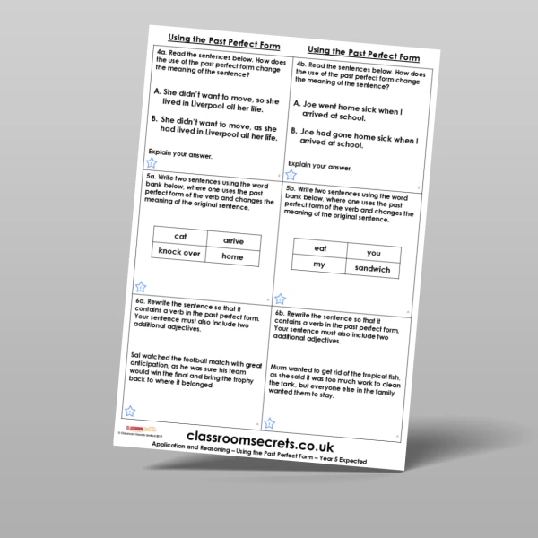 An image of the Using the Past Perfect Form Application and Reasoning Resource