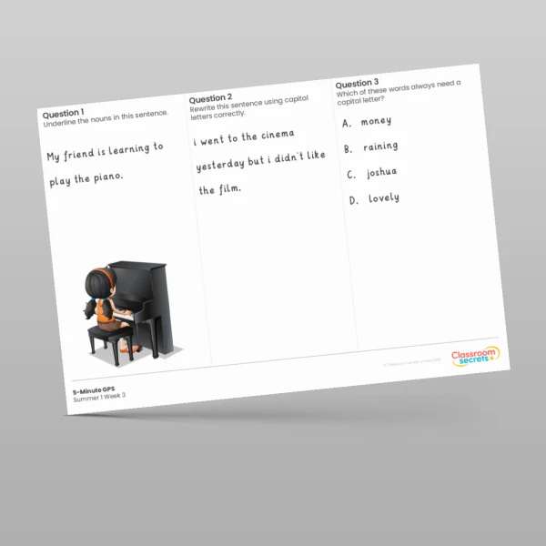 An image of the 5-Minute GPS Summer 1 Week 3 Resource