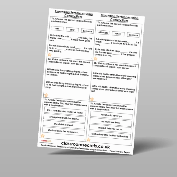 An image of the Expanding Sentences using Conjunctions Application and Reasoning Resource
