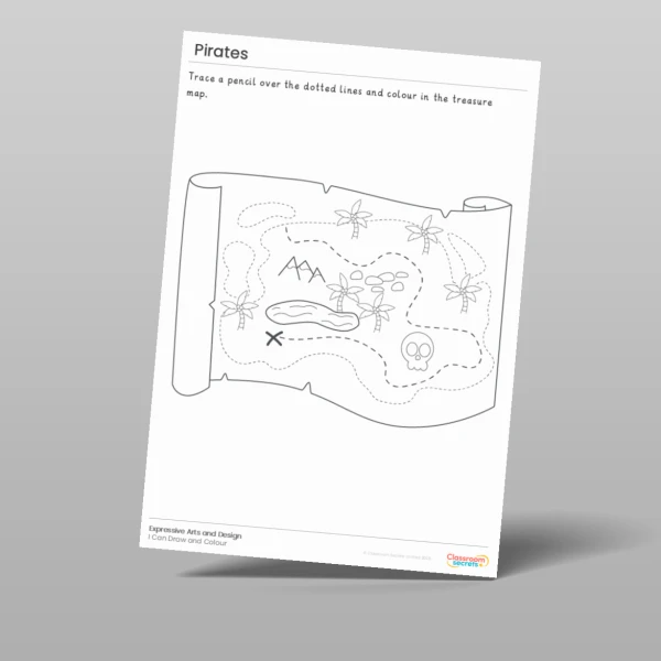 An image of the Free Pirates I Can Draw and Colour Resource