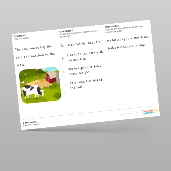 An image of the 5-Minute GPS Autumn 2 Week 6 Resource