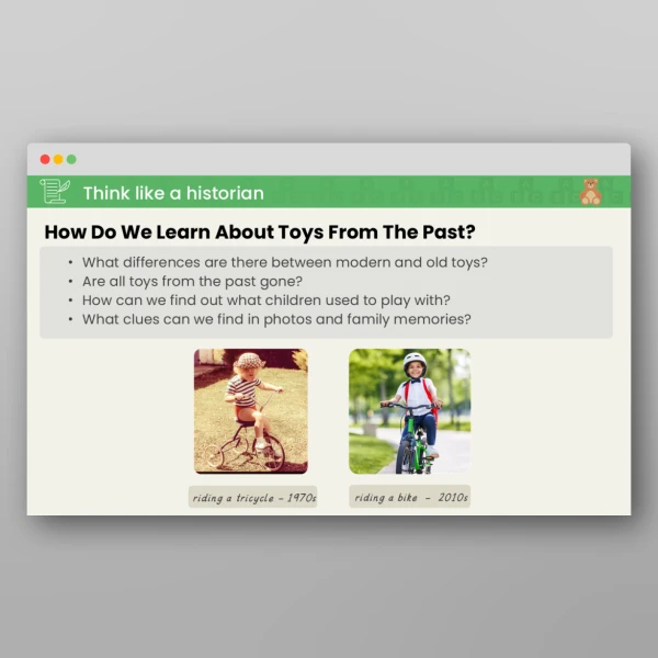 An image of the Lesson 2: What Toys Did Our Parents and Grandparents Play With? PPT Resource