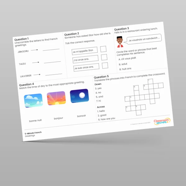 An image of the 5-Minute French Greetings Resource