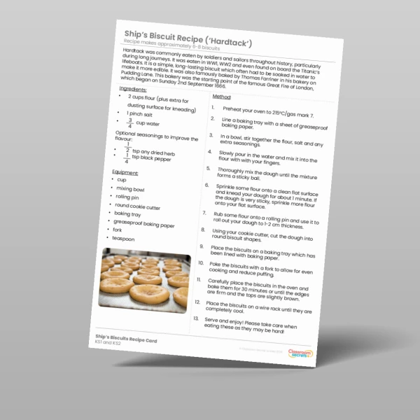 An image of the Ship's Biscuits and Raisin Cookies Recipe Card Resource