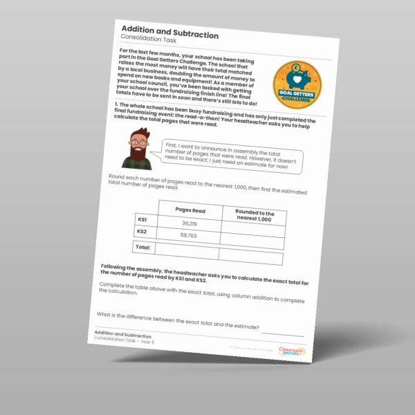 An image of the Addition and Subtraction Consolidation Task Resource