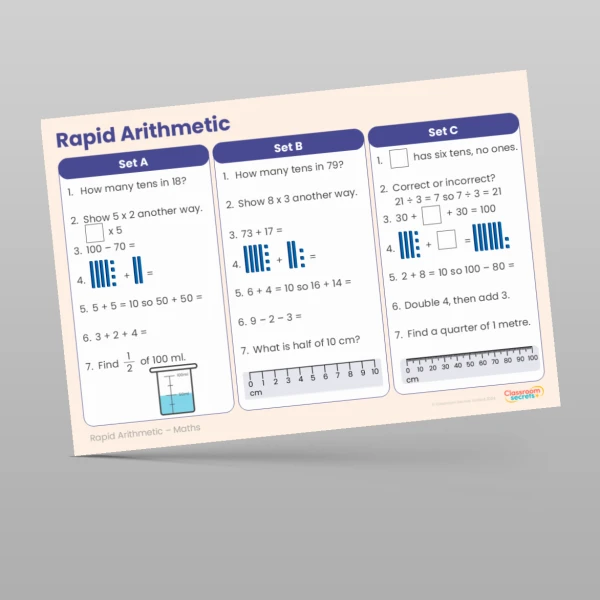 An image of the Autumn 1 Week 6 Rapid Arithmetic Resource