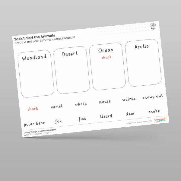 An image of the Lesson 2: Sort the Animals Worksheet Resource