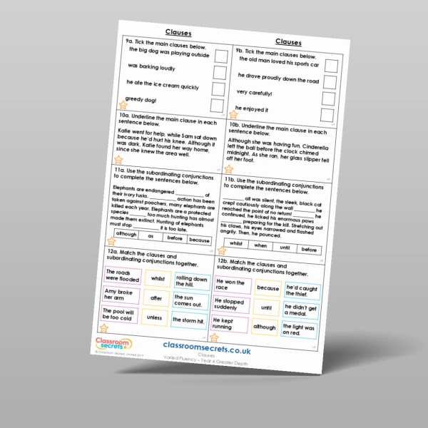 An image of the Clauses Varied Fluency Resource
