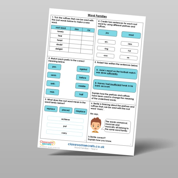 An image of the Word Families Mixed Activity Resource