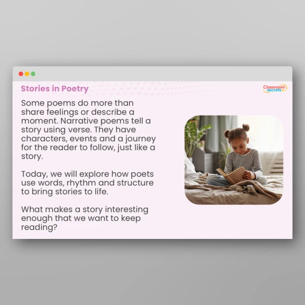 An image of the Narrative Poems Activity Resource
