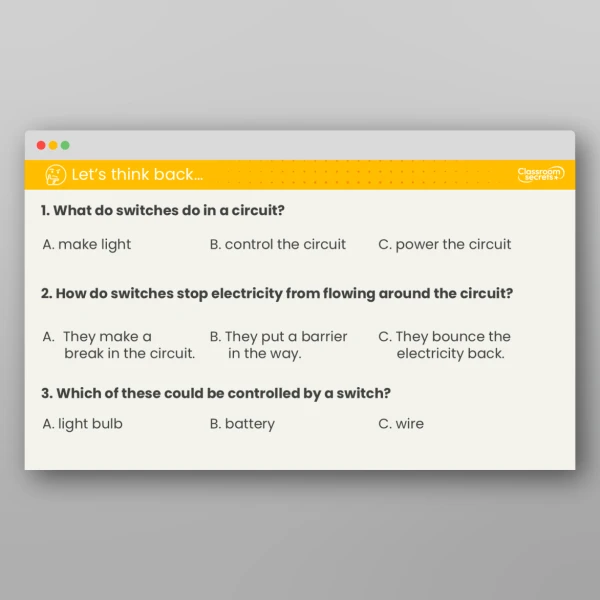 An image of the Lesson 5: What is the Job of a Switch? Investigation Resource
