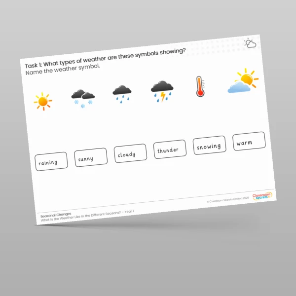 An image of the Lesson 2: What Types of Weather are these Weather Symbols Showing? Worksheet Resource