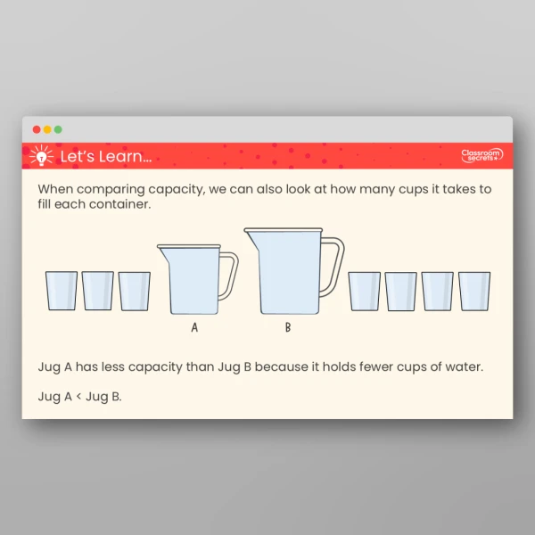 An image of the Compare Capacity Teaching PPT Resource