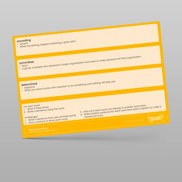 An image of the Spring 2 Week 2 Wake Up and Work Resource