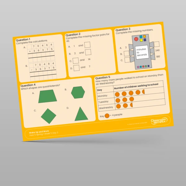 An image of the Spring 1 Week 5 Wake Up and Work Resource