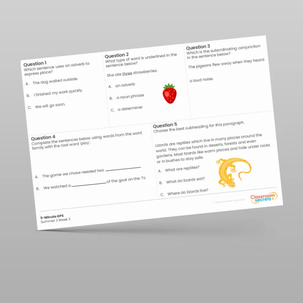 An image of the 5-Minute GPS Summer 2 Week 3 Resource