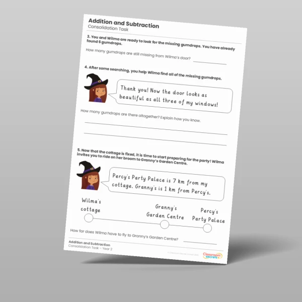 An image of the Addition and Subtraction Consolidation Task Resource