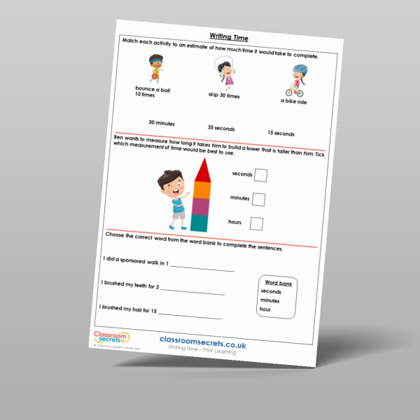 Year 1 Writing Time Prior Learning Resource | Classroom Secrets