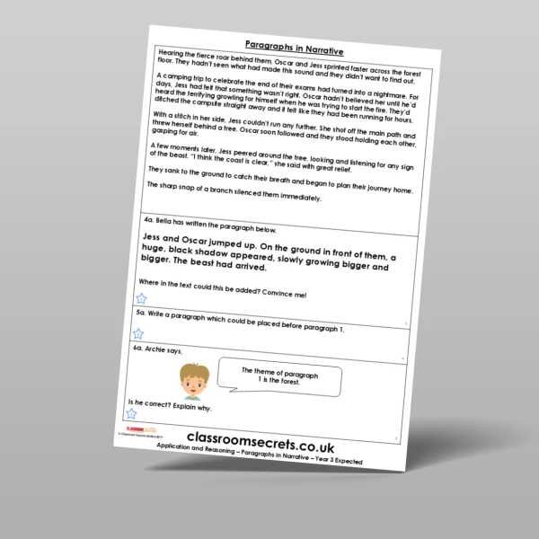 An image of the Paragraphs in Narrative Application and Reasoning Resource