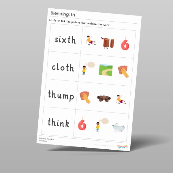 An image of the Phonics Blending Activities: th Resource