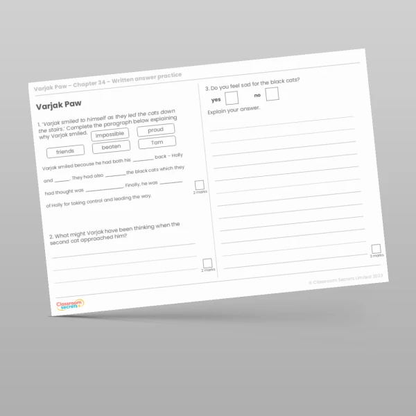 An image of the Reading Skills - Varjak Paw - Chapter 34 Resource