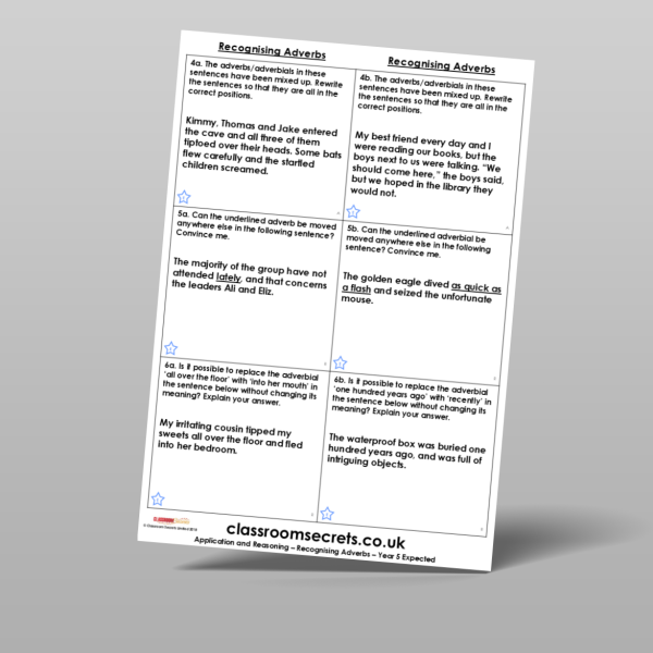 Year 5 Adverbs Application And Reasoning Resource | Classroom Secrets