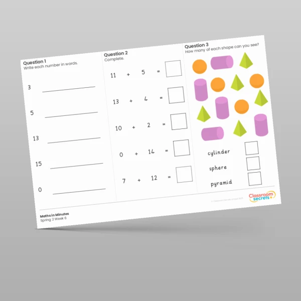 An image of the Spring 2 Week 6 Maths in Minutes Resource