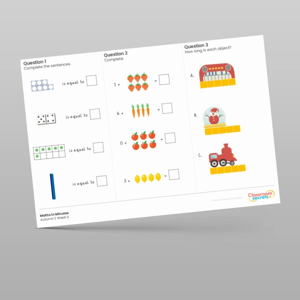 An image of the Autumn 2 Week 6 Maths in Minutes Resource