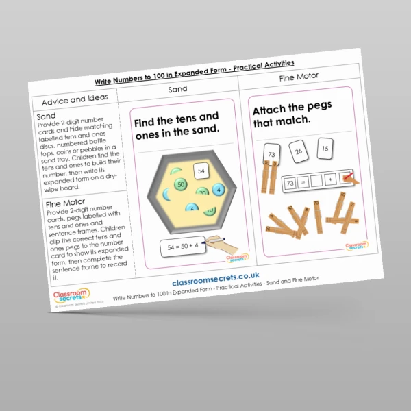 An image of the Write Numbers to 100 in Expanded Form Practical Activities Resource