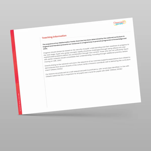 An image of the Classroom Secrets Maths Scheme Yearly Overview Resource