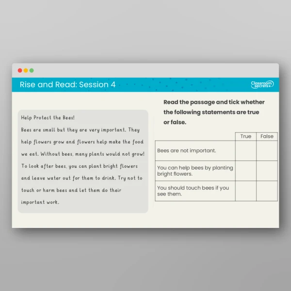 An image of the Rise and Read Bees Resource