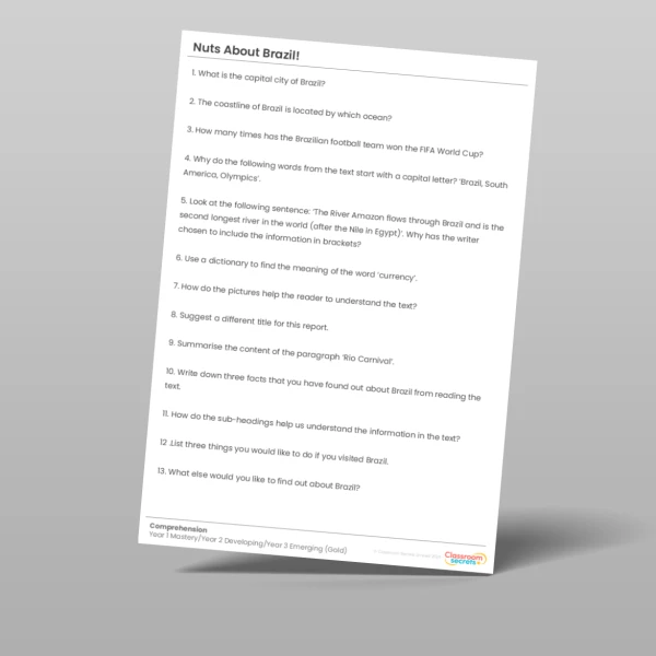 An image of the Nuts about Brazil! Gold Guided Reading Pack Resource