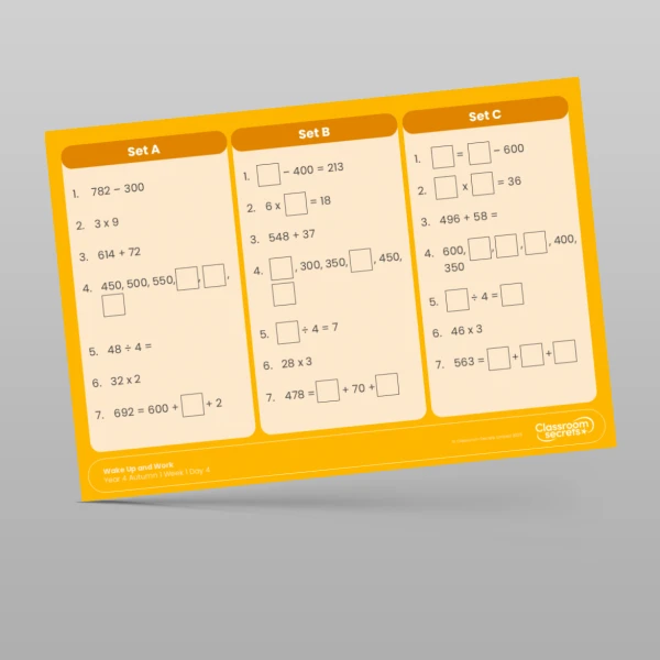 An image of the Free Autumn 1 Week 1 Wake Up and Work Resource