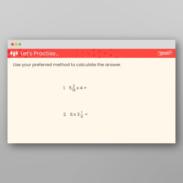 An image of the Multiply a Mixed Number by an Integer Teaching PPT Resource