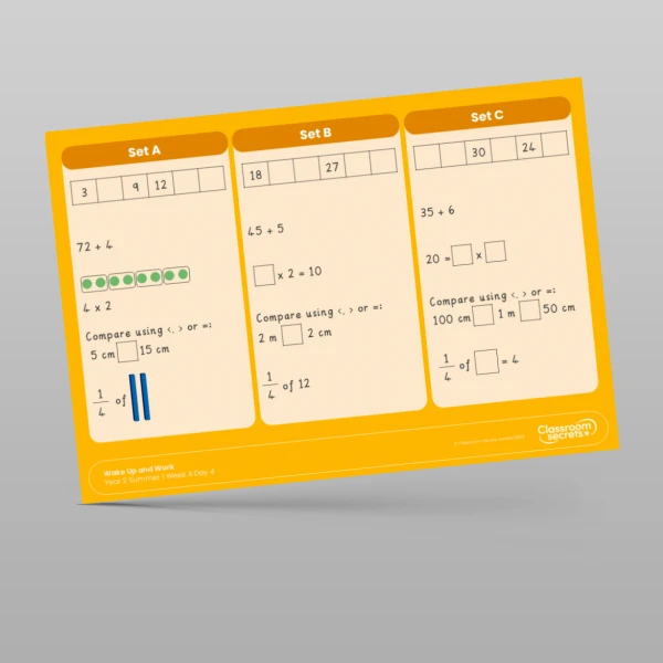 An image of the Summer 1 Week 4 Wake Up and Work Resource