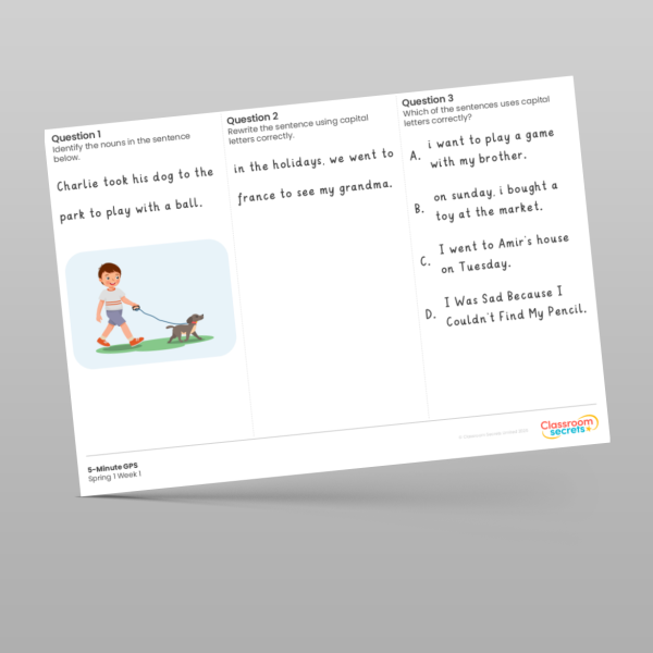 Spring Claa Worksheets Free Year 1 5 Minute Gps Spring 1 Week 1 Resource | Classroom Secrets