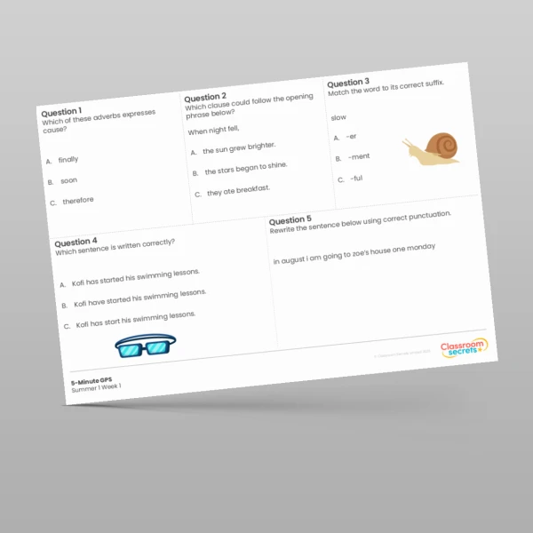 An image of the Free Summer 1 Week 1 5-Minute GPS Resource