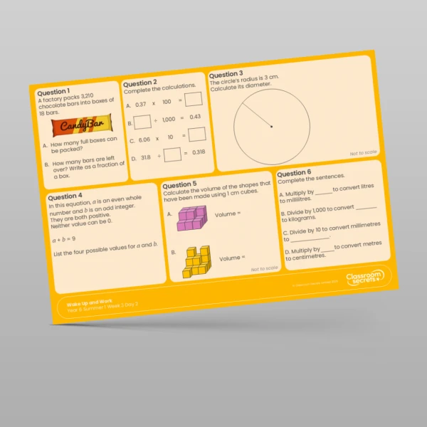 An image of the Summer 1 Week 3 Wake Up and Work Resource