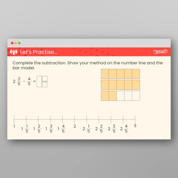 An image of the Subtract from Mixed Numbers Teaching PPT Resource