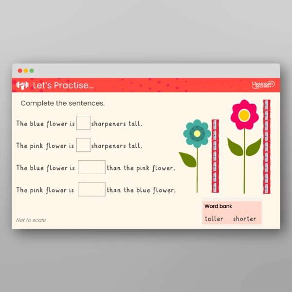 An image of the Measure Length Using Objects Teaching PPT Resource