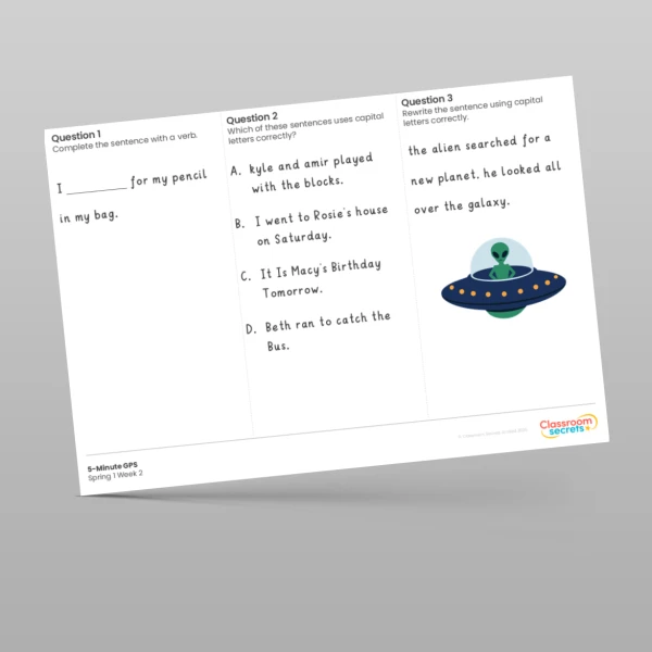 Spring Claa Worksheets Year 1 5 Minute Gps Spring 1 Week 2 Resource | Classroom Secrets