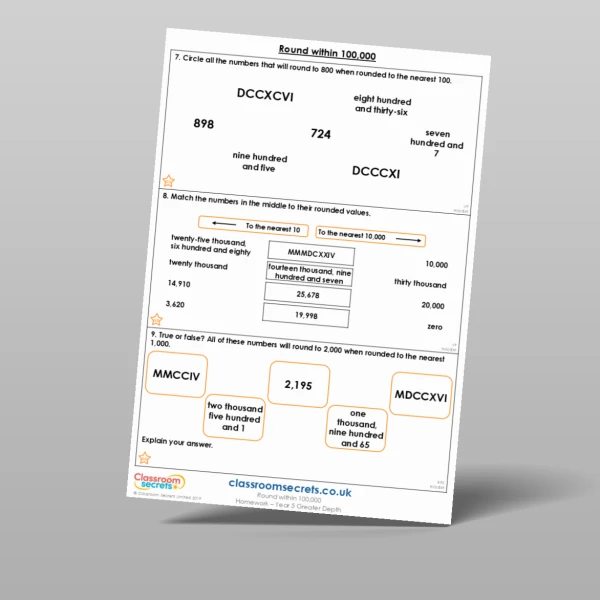 An image of the Round within 100,000 Homework Resource
