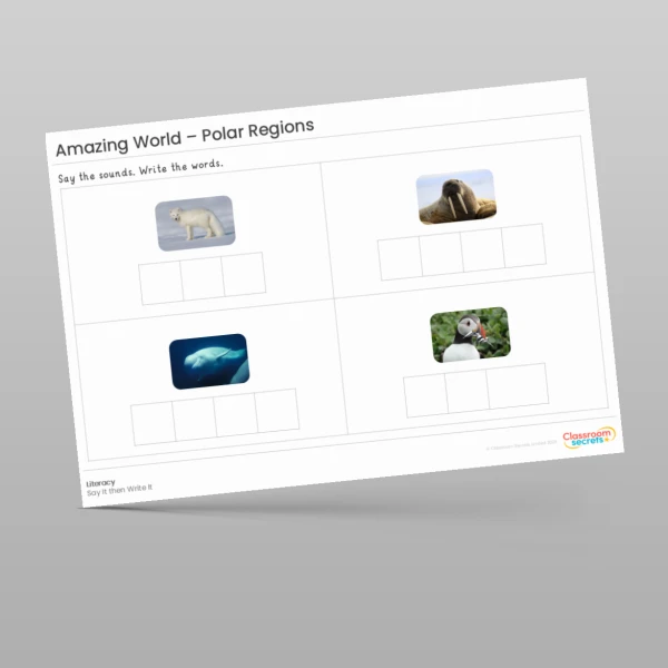 An image of the Amazing World - Polar Regions Literacy Activities Resource