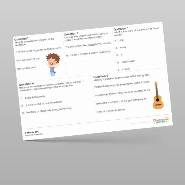 An image of the 5-Minute GPS Summer 1 Week 6 Resource