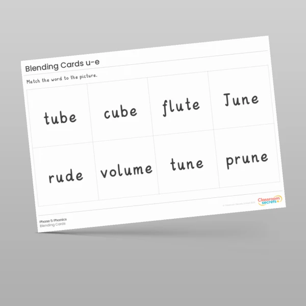 An image of the Blending Cards: u-e Resource