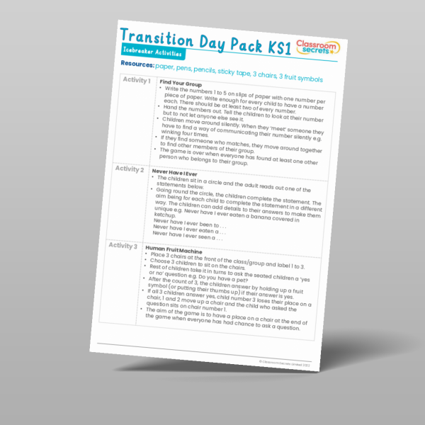 KS1 Transition Day Pack Resource | Classroom Secrets