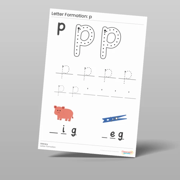 An image of the Letter Formation Worksheet: p Resource