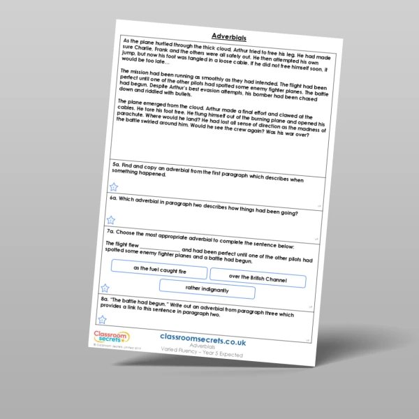 An image of the Adverbials Varied Fluency Resource